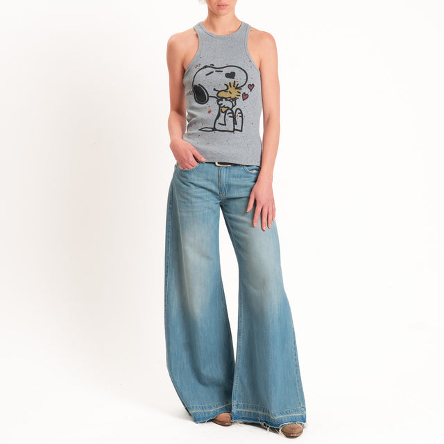 Souvenir-Top Snoopy a costine elasticizzato - grigio