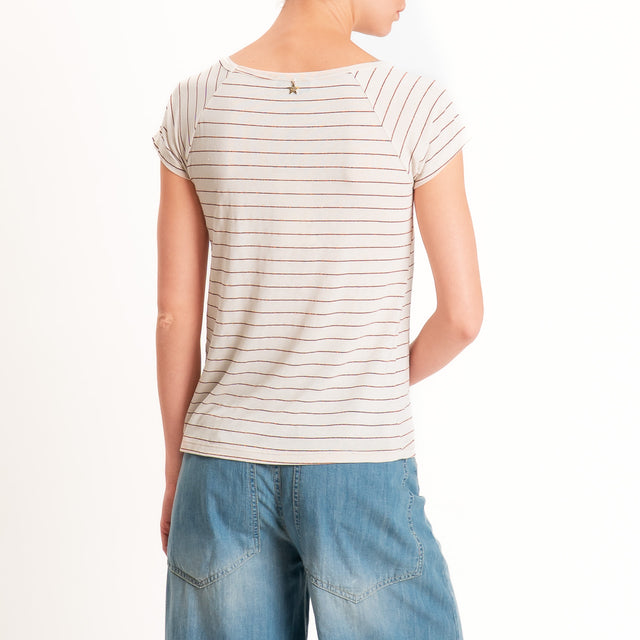 Souvenir-T-shirt righe SNOOPY - sand/rame