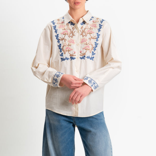 Souvenir-Camicia ricamata - burro