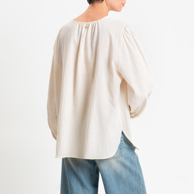 Souvenir-Camicia con ricami - burro