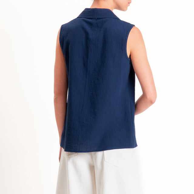 Souvenir-Camicia smanicata con ricami - blu