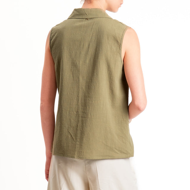 Souvenir-Camicia smanicata con ricami - verde