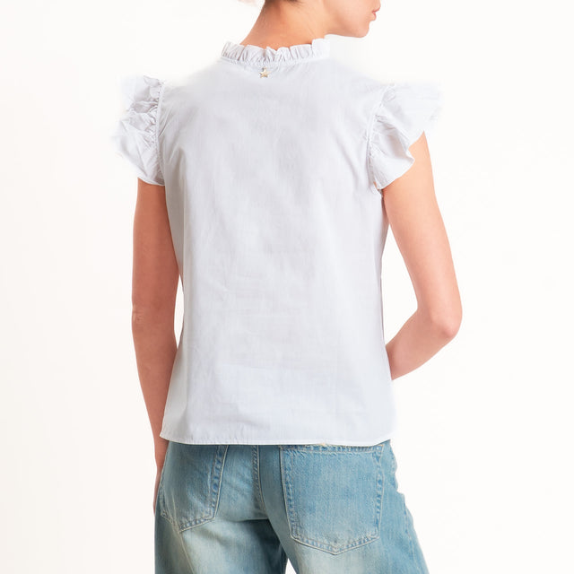 Souvenir-Blusa rouches con ricami - bianco
