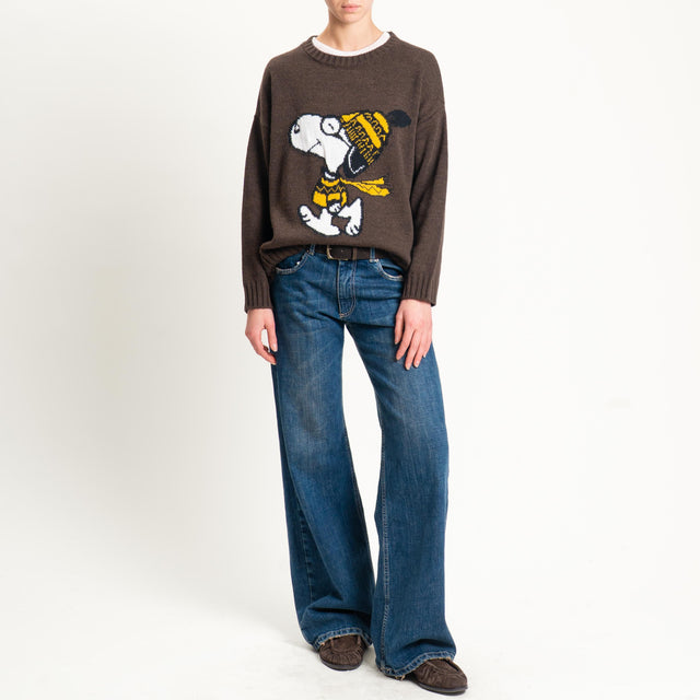 Souvenir-Maglia SNOOPY misto lana - moro