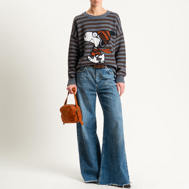 Souvenir-Maglia righe SNOOPY misto alpaca - antracite/moro