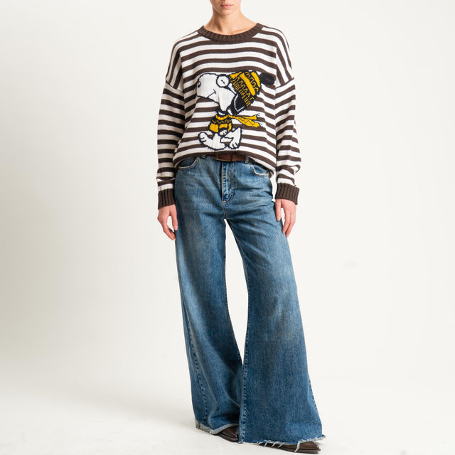 Souvenir-Maglia righe SNOOPY misto alpaca - moro/burro