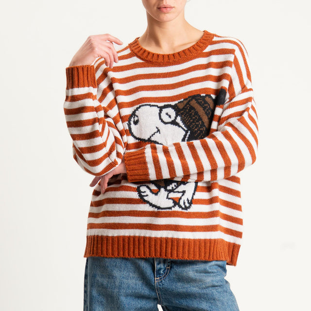 Souvenir-Maglia righe SNOOPY misto alpaca - coccio/burro