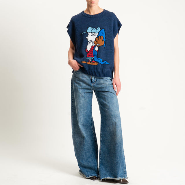 Souvenir- Maglia Charlie Brown misto alpaca - blu