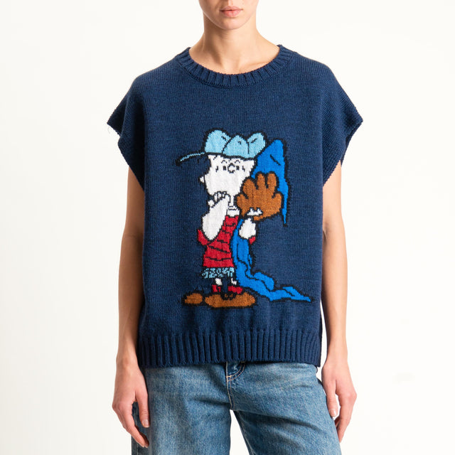 Souvenir- Maglia Charlie Brown misto alpaca - blu