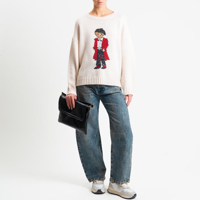 Souvenir-Maglia orsetto paillettes - panna