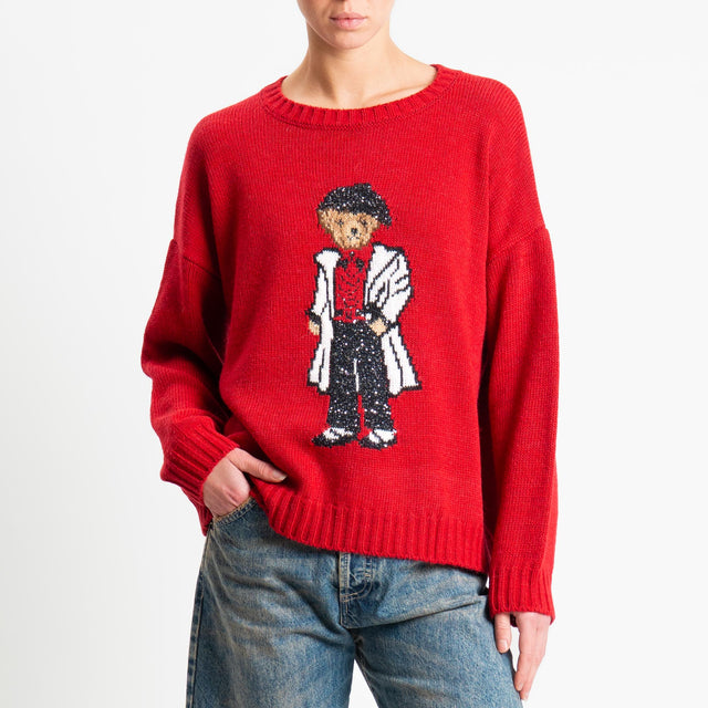 Souvenir-Maglia orsetto paillettes - rosso