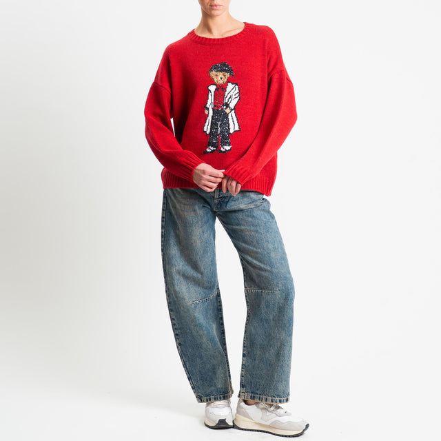 Souvenir-Maglia orsetto paillettes - rosso