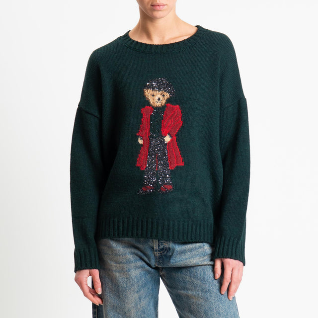 Souvenir-Maglia orsetto paillettes - Verde