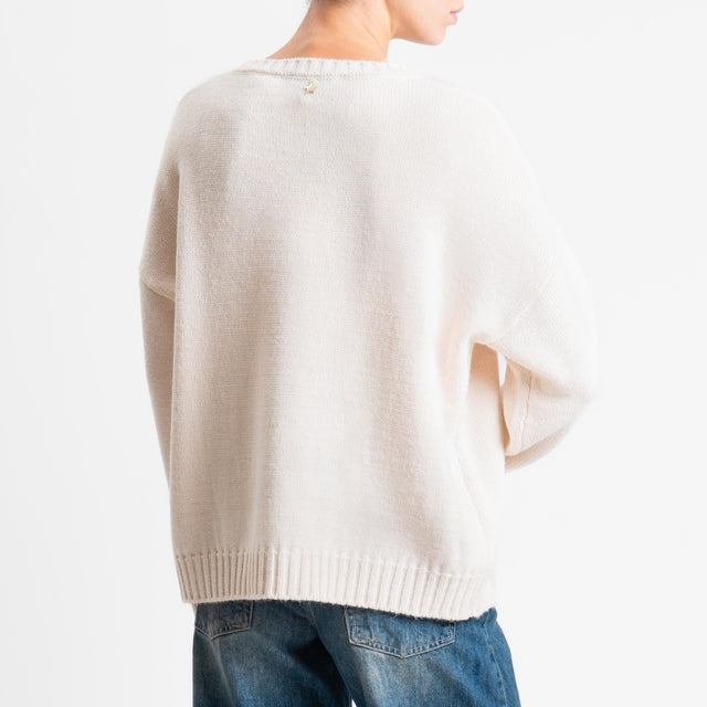 Souvenir-Maglia orsetto misto alpaca - panna