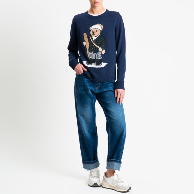 Souvenir-Maglia orsetto con spalline misto cashmer - Blu