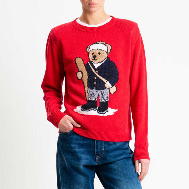 Souvenir-Maglia orsetto con spalline misto cashmere - rosso