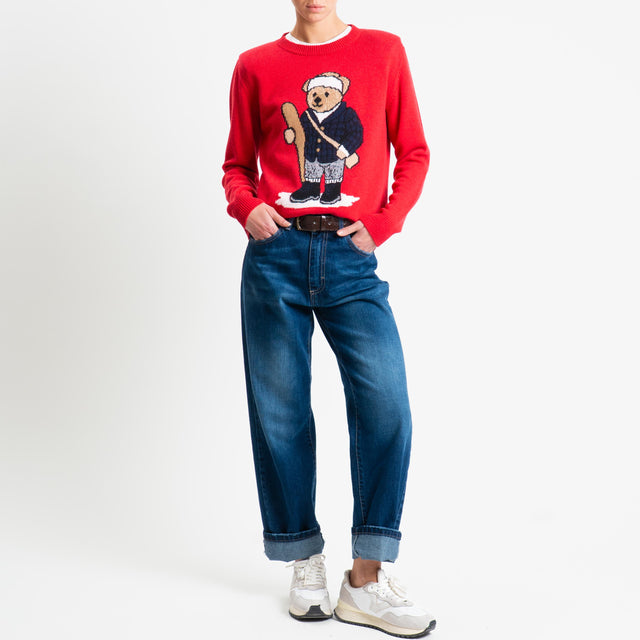 Souvenir-Maglia orsetto con spalline misto cashmere - rosso