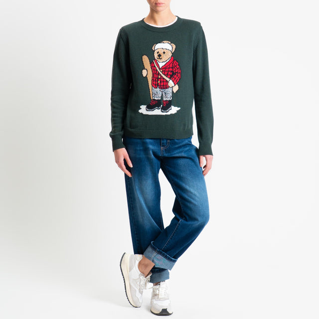 Souvenir-Maglia orsetto con spalline misto cashmere - verde