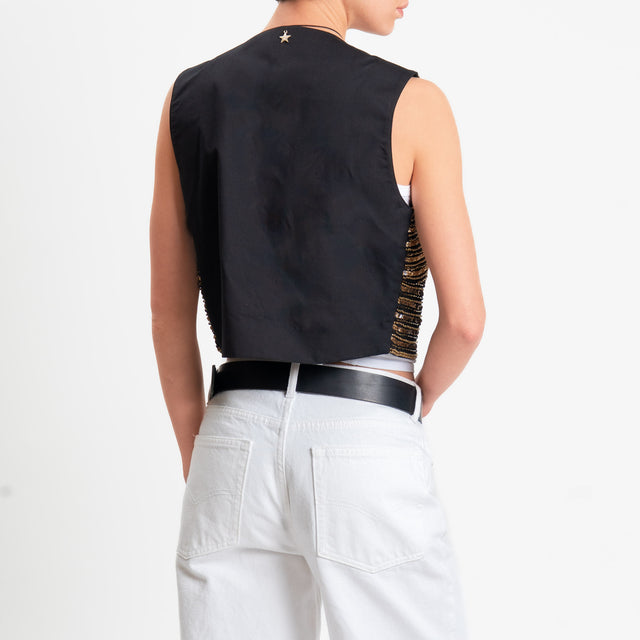 Souvenir-Gilet ricamato con paillettes - nero/oro