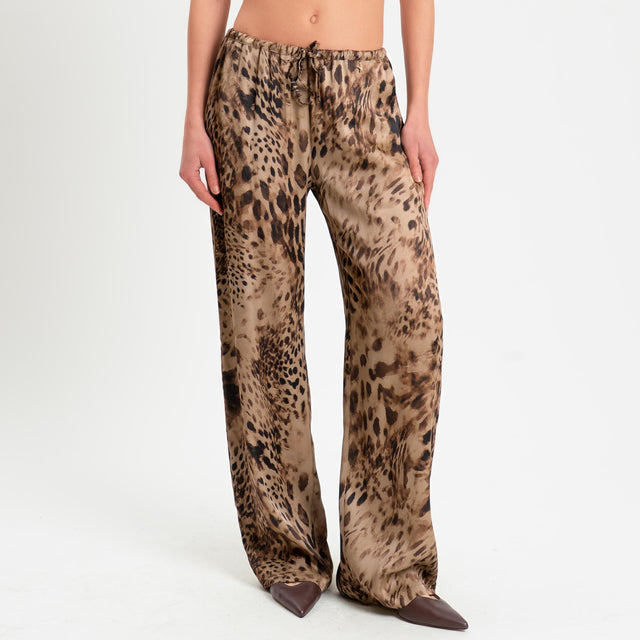 Souvenir-Pantalone maculato con coulisse - beige/nero