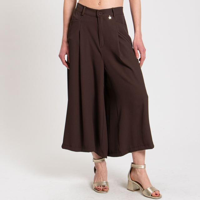 Souvenir-Pantalone cropped tessuto fluido - moro
