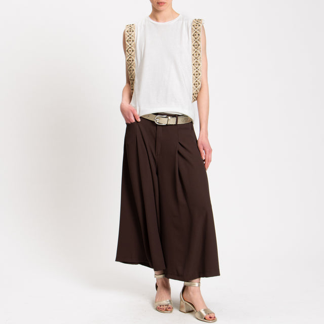 Souvenir-Pantalone cropped tessuto fluido - moro