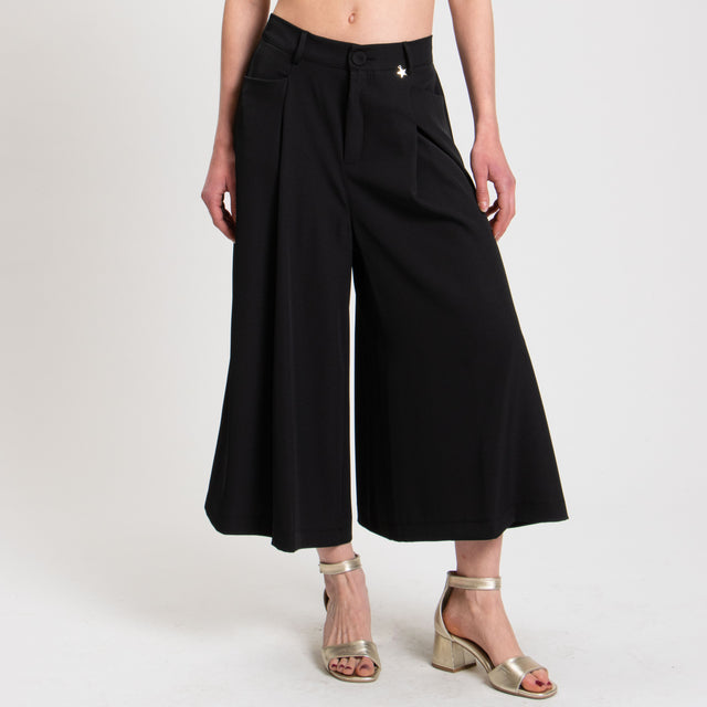 Souvenir-Pantalone cropped tessuto fluido - nero