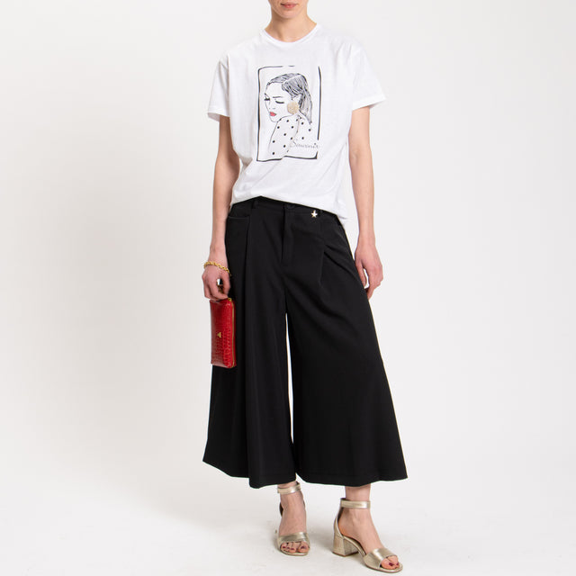 Souvenir-Pantalone cropped tessuto fluido - nero