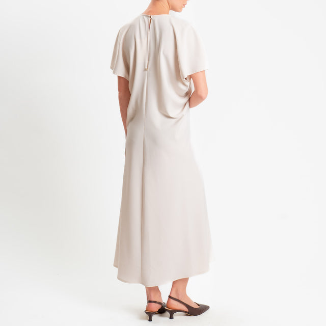 Souvenir-Abito scollo v tessuto fluido - burro