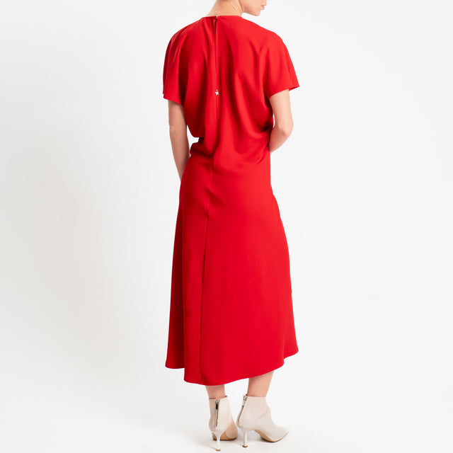 Souvenir-Abito scollo v tessuto fluido - rosso