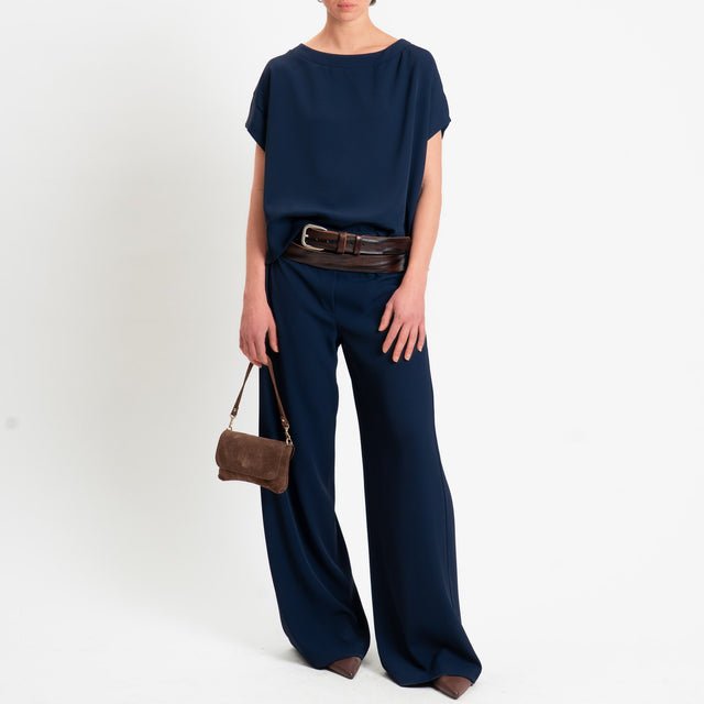 Souvenir-Pantalone tessuto fluido elastico dietro - blu