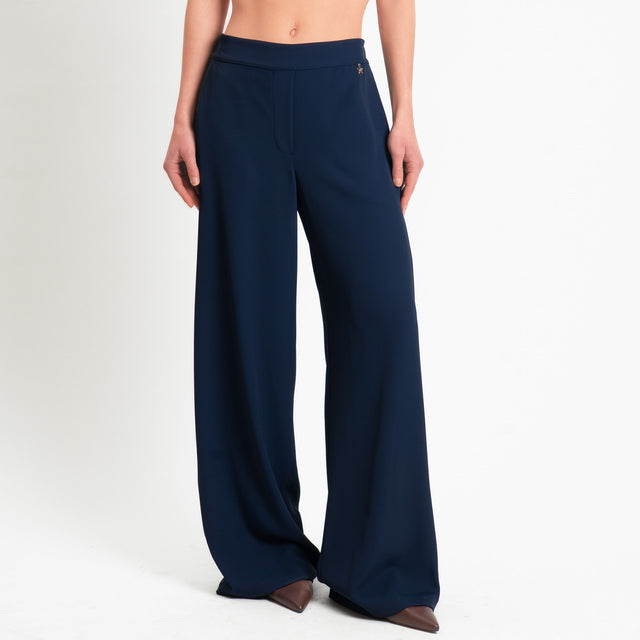 Souvenir-Pantalone tessuto fluido elastico dietro - blu