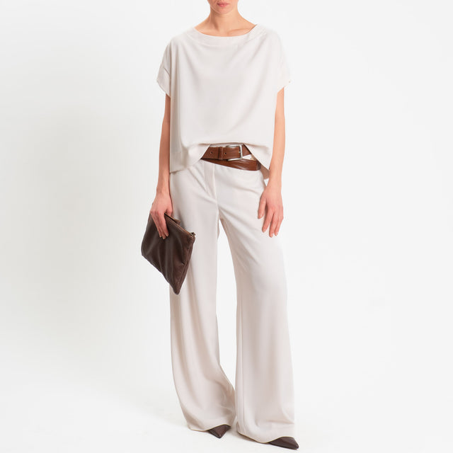 Souvenir-Pantalone tessuto fluido elastico dietro - burro