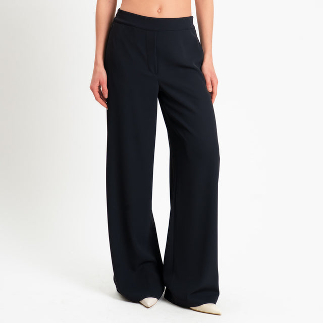 Souvenir-Pantalone tessuto fluido elastico dietro - nero