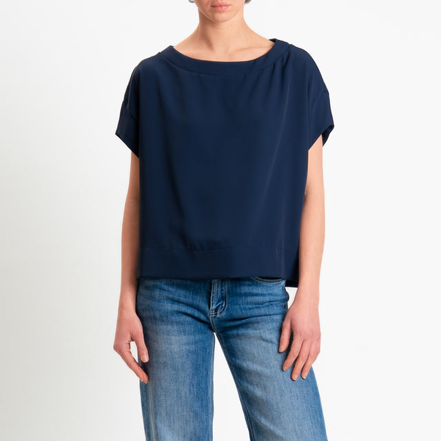 Souvenir-Blusa smanicata tessuto fluido - blu