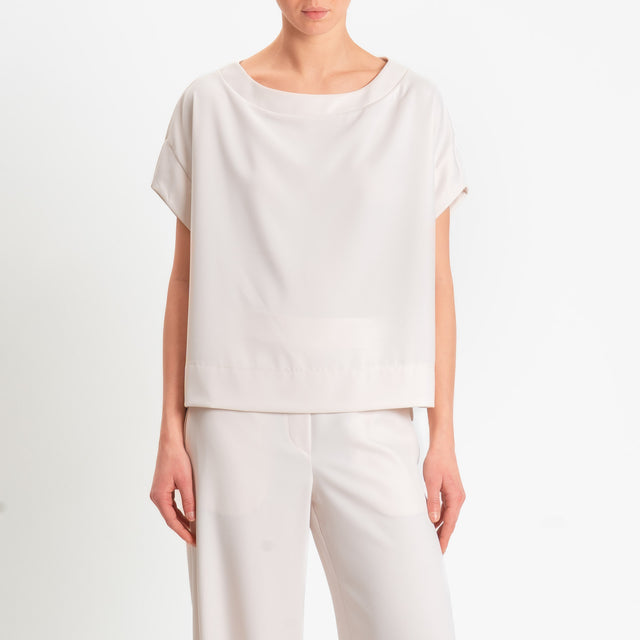 Souvenir-Blusa smanicata tessuto fluido - burro