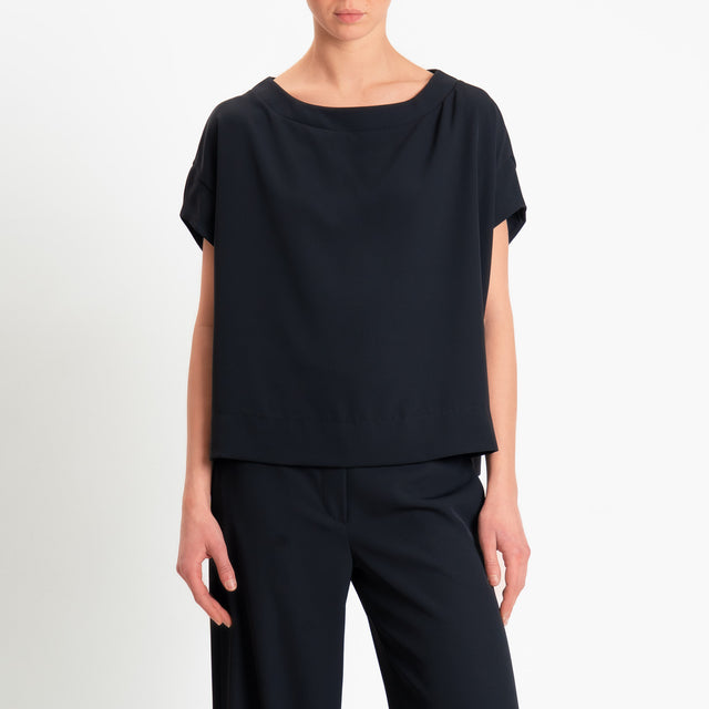 Souvenir-Blusa smanicata tessuto fluido - nero