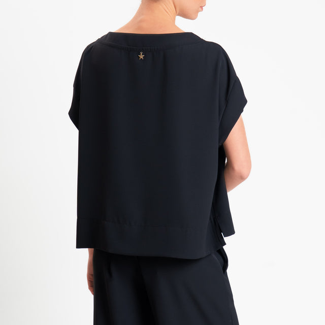 Souvenir-Blusa smanicata tessuto fluido - nero