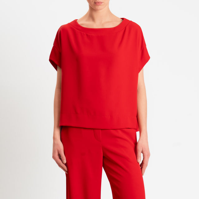 Souvenir-Blusa smanicata tessuto fluido - rosso