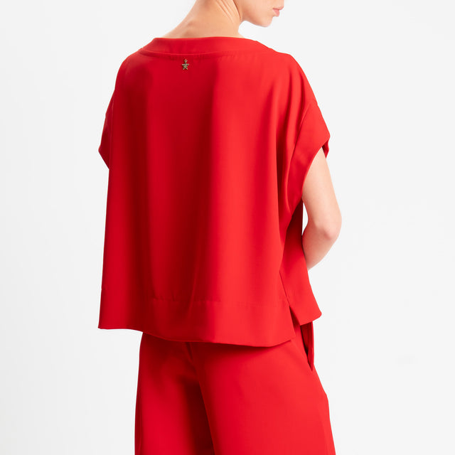 Souvenir-Blusa smanicata tessuto fluido - rosso