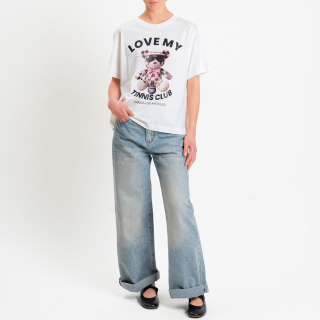 Souvenir-T-shirt stampa orsetto - bianco