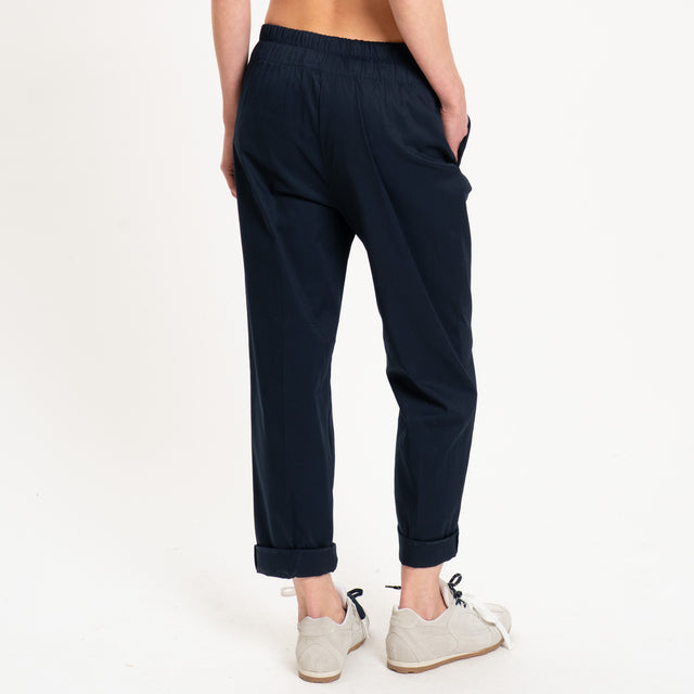 Souvenir-Pantalone popeline elastico in vita - blu