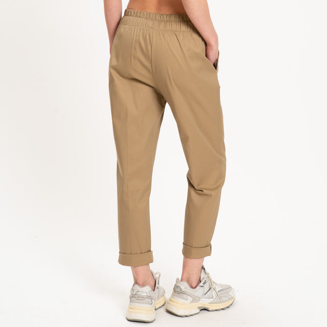 Souvenir-Pantalone popeline elastico in vita - biscotto