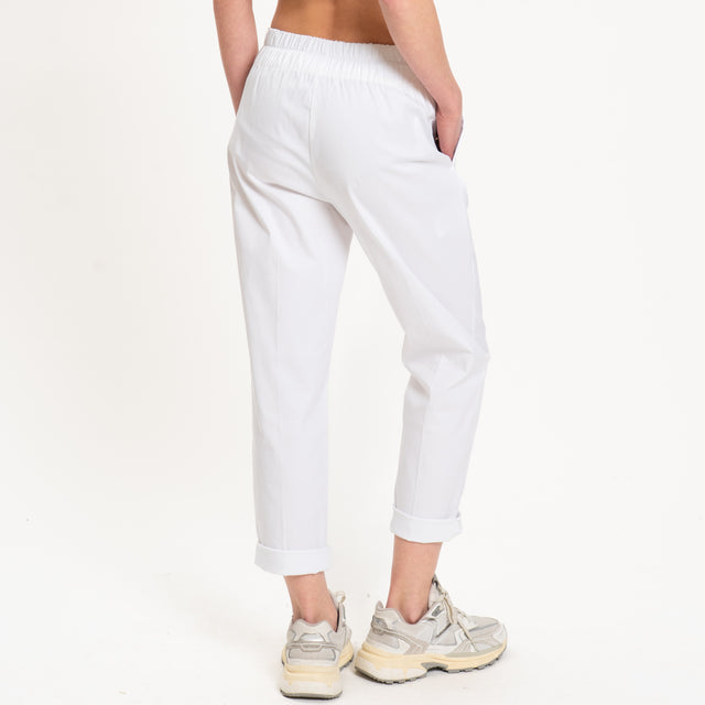 Souvenir-Pantalone popeline elastico in vita - bianco