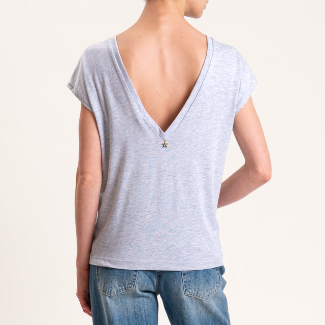 Souvenir-T-shirt scollo v dietro - grigio