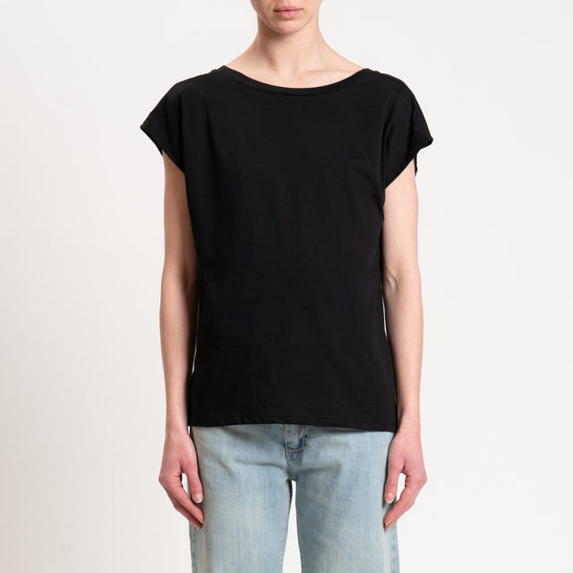 Souvenir-T-shirt scollo v dietro - nero