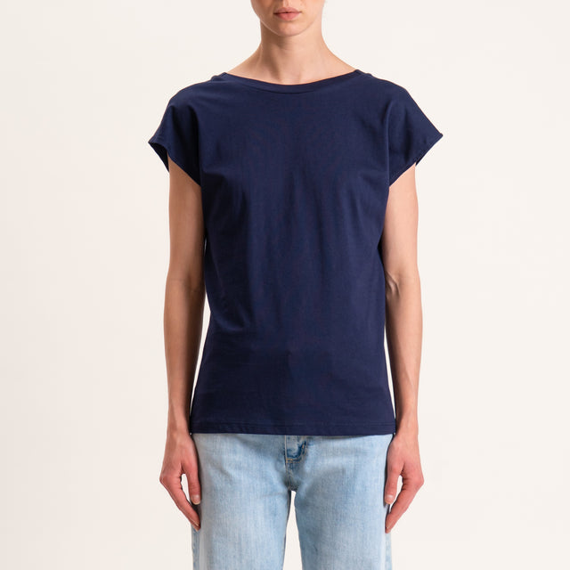 Souvenir-T-shirt scollo v dietro - blu