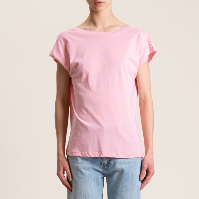Souvenir-T-shirt scollo v dietro - rosa