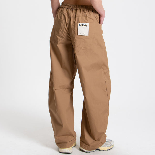 Souvenir-Pantalone GAYA barrel elastico dietro - biscotto