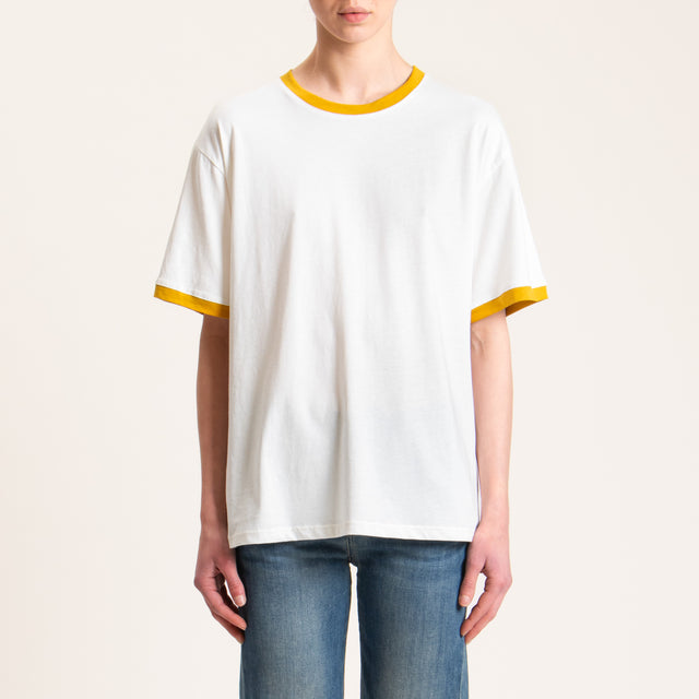 Souvenir-T-shirt bordi contrasto - senape/latte